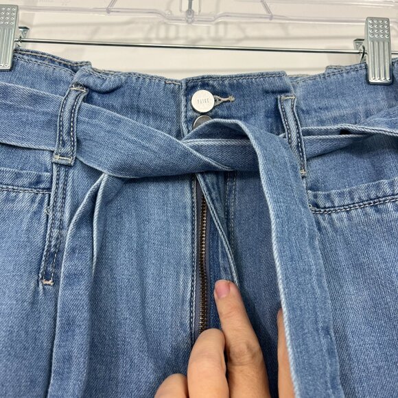 Paige Size 30 Blue Nellie High Waist Belted Wide Leg Crop Jeans - Picture 5 of 13